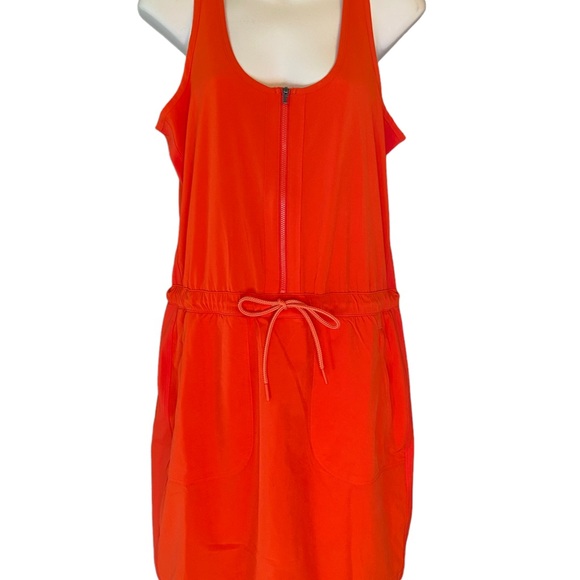 Athleta Dresses & Skirts - Athleta orange red size 8 tank dress with shorts quarter zip top elastic waist